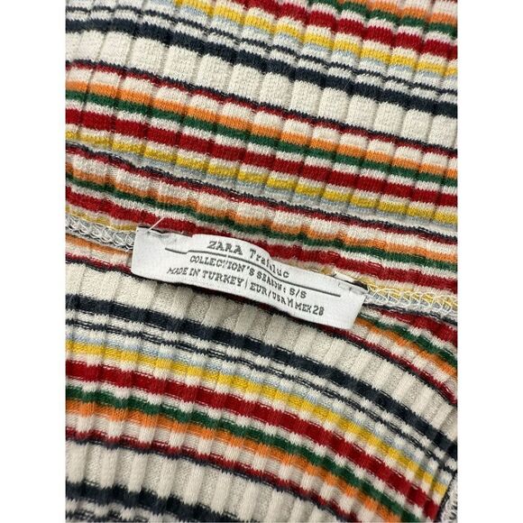 ZARA Trafaluc Women’s Small Striped Tank Top Ribbed Rainbow High Neck - Picture 5 of 5